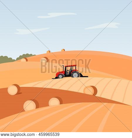 Agriculture Industry, Farming Field With A Tractor