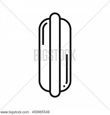 Bun With Sausage Isolated Hotdog Fastfood Snack Outline Icon. Vector Line Art Takeaway Food Drawing,
