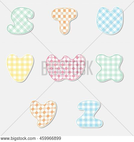 Patchwork Hand Drawn Textile Font. Cute Textile Font For Scrapbook Or Collage Design. Patchwork Alph