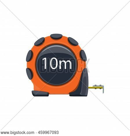Measure Tape Or Ruler Tool, Construction, Carpentry And Engineering Measure Equipment, Vector. Self 