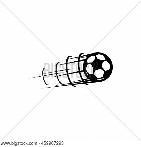 Football Ball In Movement Isolated Sport Equipment. Vector Soccerball In Move, Playing Object