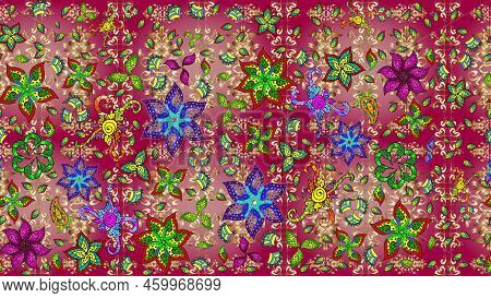 Simple Cute Pattern In Small-scale Flowers. Floral Sketch Background For Textile Or Book Covers, Man