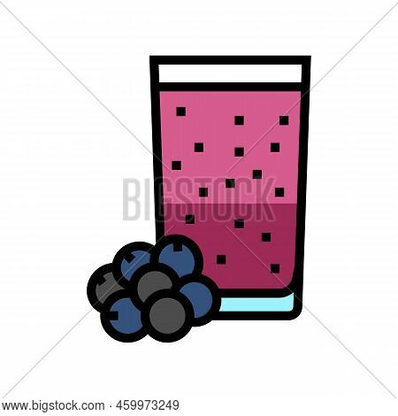 Bluberry Smoothie Fruit Juice Food Color Icon Vector. Bluberry Smoothie Fruit Juice Food Sign. Isola