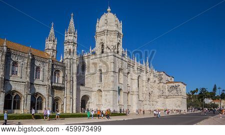Lisbon, Portugal - October 24, 2021: Historic Mosteiro Dos Jeronimos Monastery In Belem, Lisbon, Por