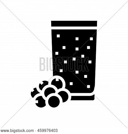 Bluberry Smoothie Fruit Juice Food Glyph Icon Vector. Bluberry Smoothie Fruit Juice Food Sign. Isola