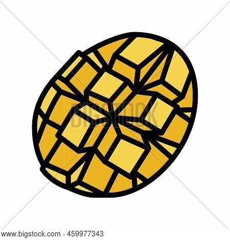 Slice Mango Cube Color Icon Vector. Slice Mango Cube Sign. Isolated Symbol Illustration