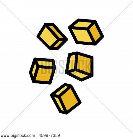 Cube Cut Mango Color Icon Vector. Cube Cut Mango Sign. Isolated Symbol Illustration