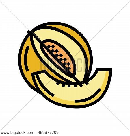 Slice Cut Melon Color Icon Vector. Slice Cut Melon Sign. Isolated Symbol Illustration