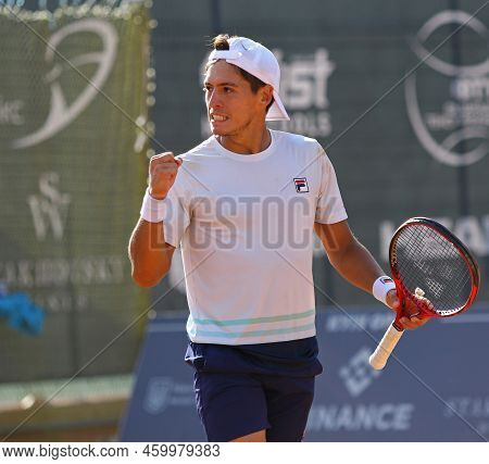 Kyiv, Ukraine - September 7, 2021: Sebastian Baez Of Argentina Reacts After Won The Point During Atp