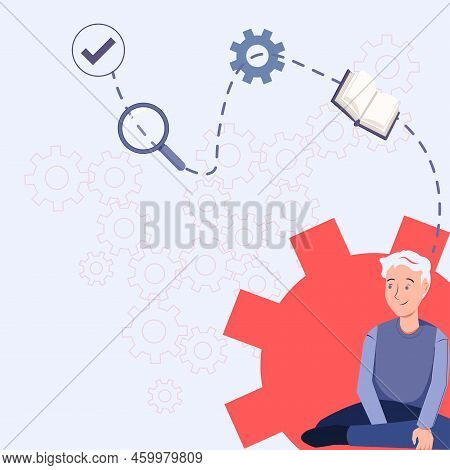 Sitting Man Thinking New Ideas. Businessman Reasoning Recent Concepts. Executive Understanding Curre