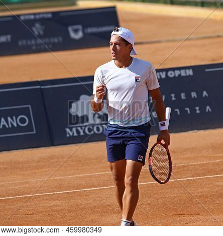 Kyiv, Ukraine - September 7, 2021: Sebastian Baez Of Argentina Reacts After Won The Point During Atp