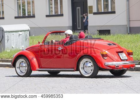 Prostejov Czech Rep May 20th 2018. Volkswagen Beatle Cabrio Convertable Model During Historical Car 