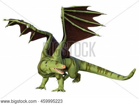 3D Rendering Fairy Tale Dragon On White
