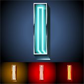 Vector illustration of realistic neon tube alphabet for light board. Gold and Silver and Red options