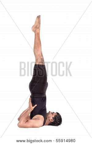Yoga Shoulder Stand Pose On White
