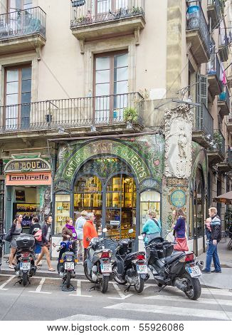 Antique pastry shop in Ramblas street, Barcelona