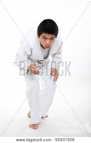 Young Asian Teen Boy Doing Jiu Jitsu Martial Arts