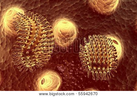 Digital illustration of rabies virus