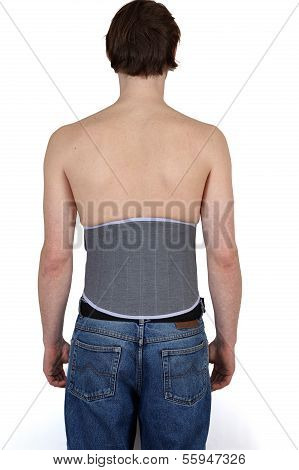 Man Wearing  Lumber Support Belt.