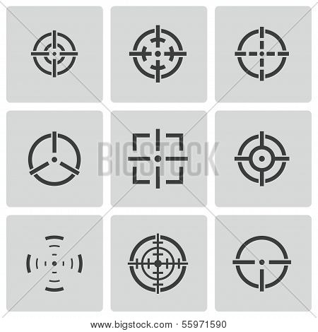 Vector balck crosshair icons set