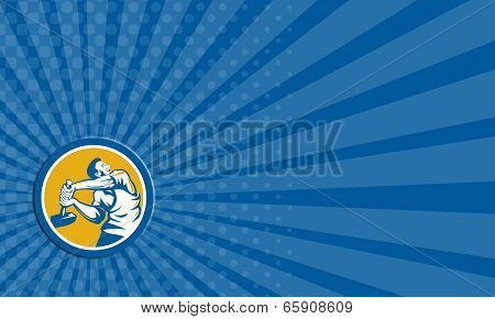 Business Card Union Worker Strike With Sledgehammer Retro