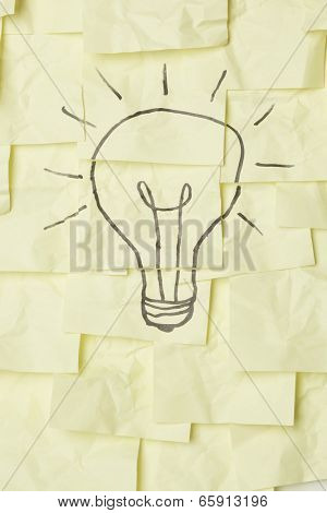 Lightbulb on sticky notes
