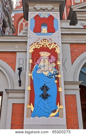 Madonna With Child. House Of Blackheads, Riga, Latvia