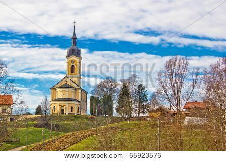 Catholic Church On Idyllic Village Hill