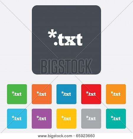 Text file icon. Download txt doc button.