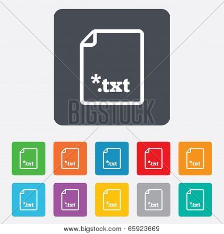 Text file icon. Download txt doc button.