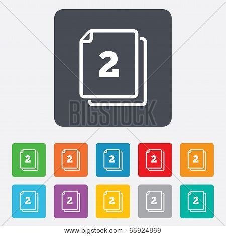 In pack 2 sheets sign icon. 2 papers symbol.