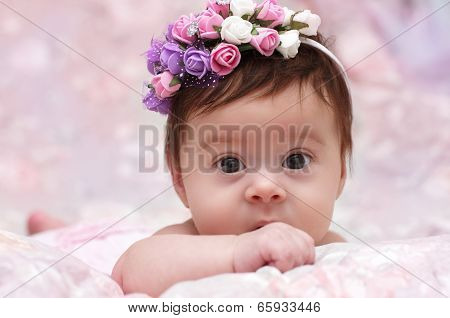 Cute little girl in a floral chaplet