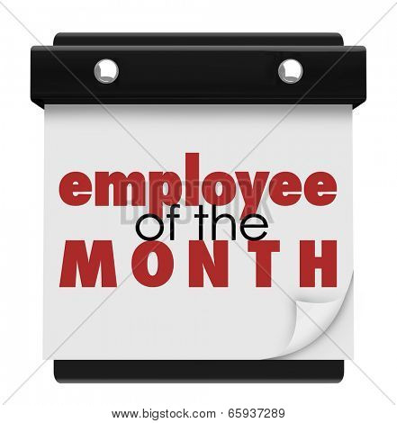 Employee of the Month words recognizing the top performing worker