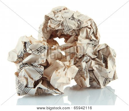 Crumpled paper balls isolated on white