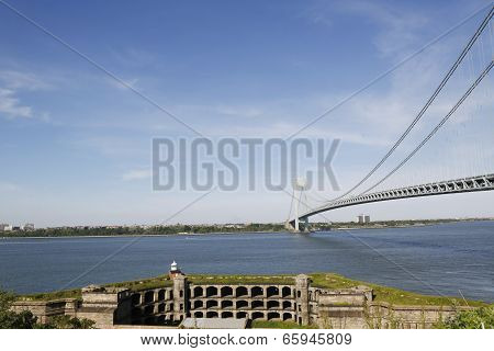 Fort Wadsworth in the front of Verrazano Bridge in New York