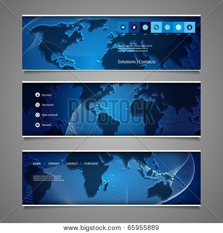 Web Design Elements - Header Design with Earth Map