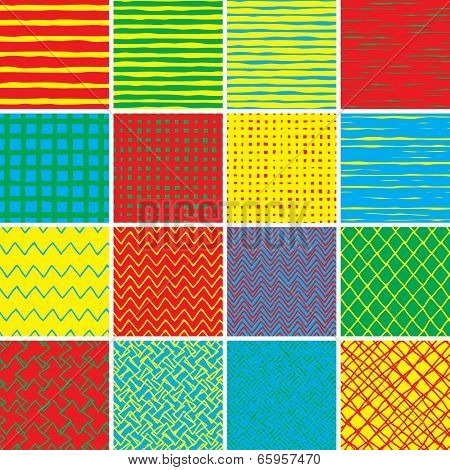 Basic Doodle Seamless Pattern Set No.2 In Colors