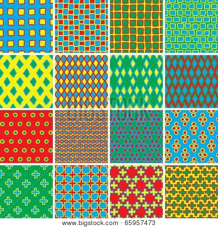 Basic Doodle Seamless Pattern Set No.3 In Colors