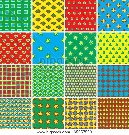 Basic Doodle Seamless Pattern Set No.9 In Colors