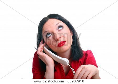 A Girl With Phone Isolated  Background
