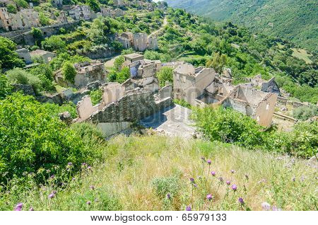 Ghost town Gairo Vecchio (Sardinia, Italy)
