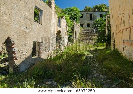Ghost town Gairo Vecchio (Sardinia, Italy)