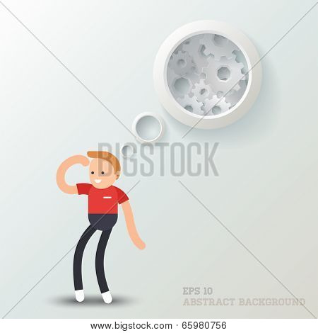 Vector illustration of a cartoon character: Man thinking