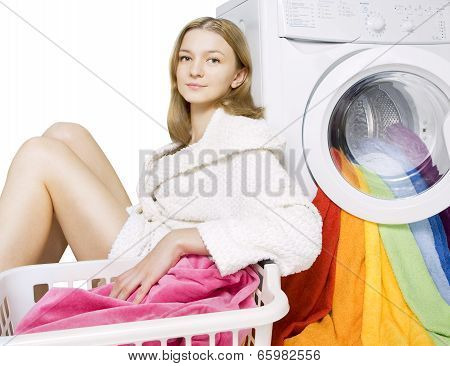 Girl And Washing Machine