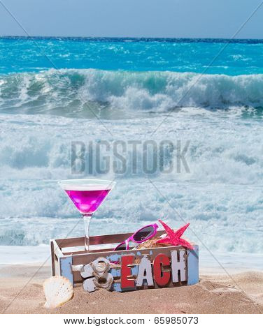 Cocktail on the beach in the summertime 