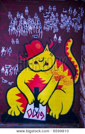 Gato de dibujos animados de graffiti