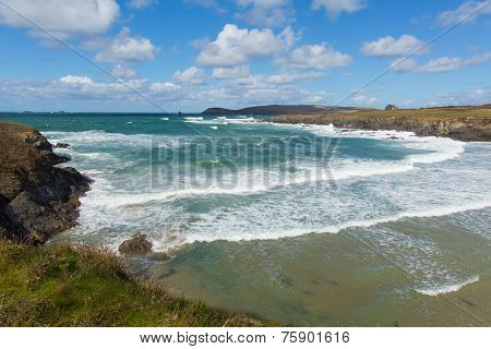 Sea and waves Treyarnon Bay Cornwall England UK Cornish north coast between Newquay and Padstow