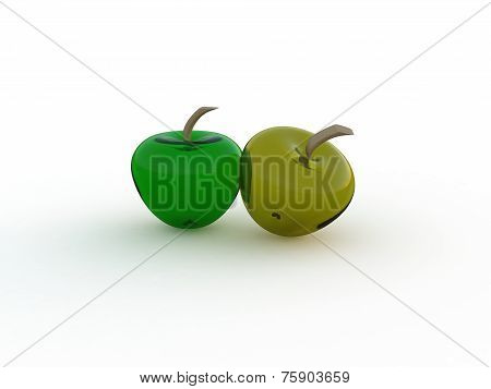 Glass apple isolated in white