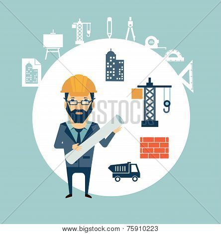 Architect looking for construction illustration