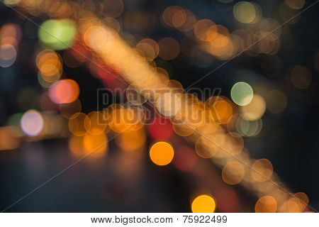 Sathon Bridge bokeh effect of Bangkok City view